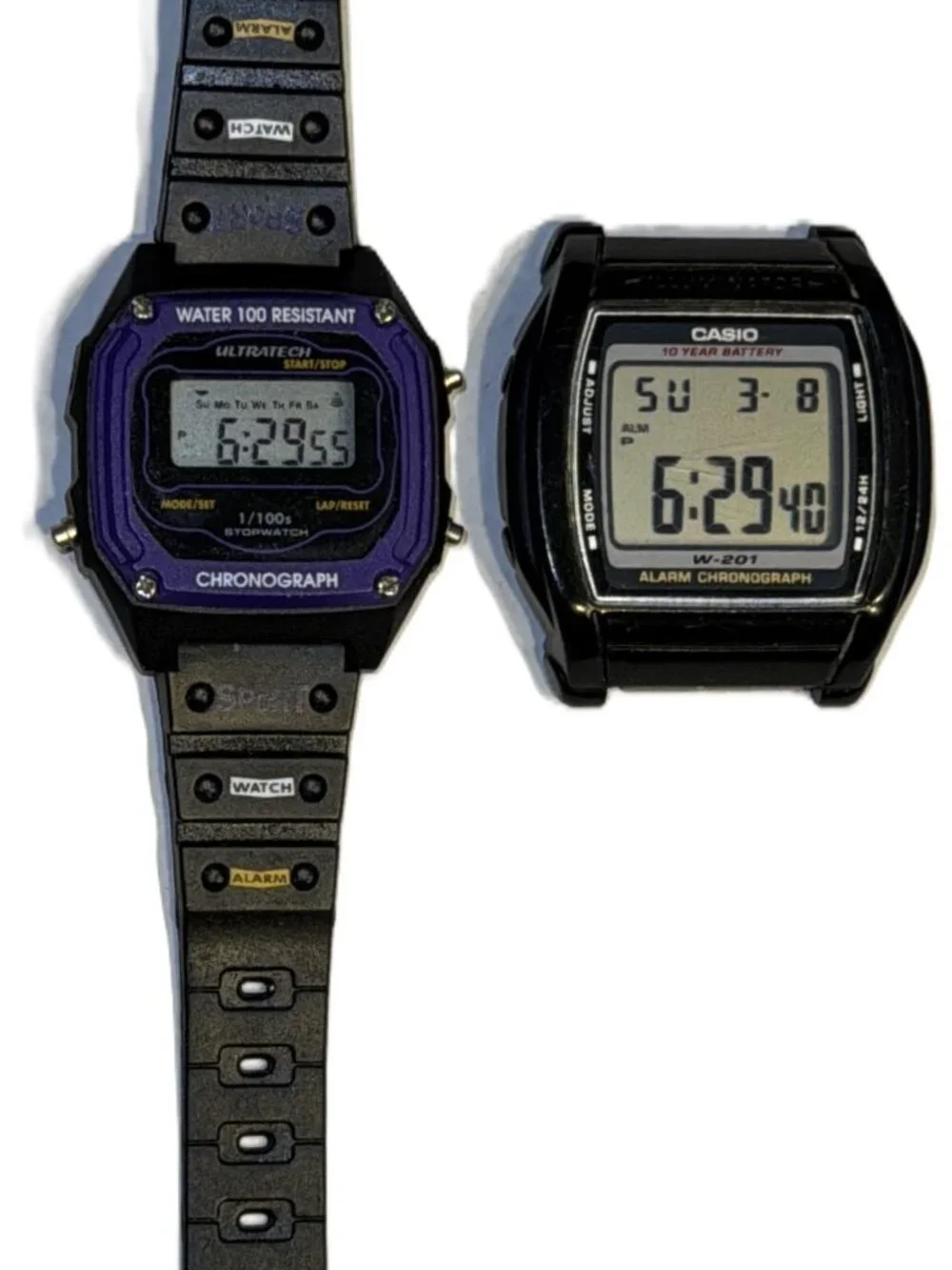 Lot of 2 Casio 2879 W-201 Watch Mens 36mm Digital Illuminator 50M & 1 Ultratech